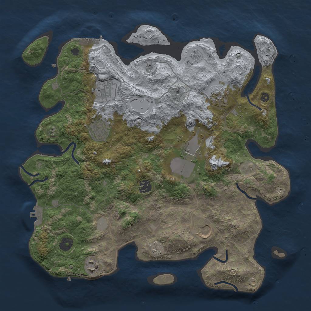 Rust Map: Procedural Map, Size: 3500, Seed: 1163313824, 15 Monuments