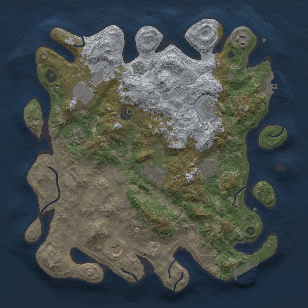 Rust Map: Procedural Map, Size: 3800, Seed: 92945145, 16 Monuments