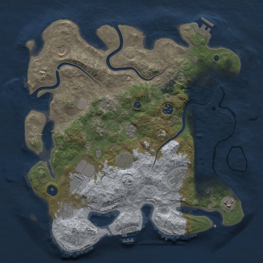 Rust Map: Procedural Map, Size: 3700, Seed: 1197137708, 15 Monuments