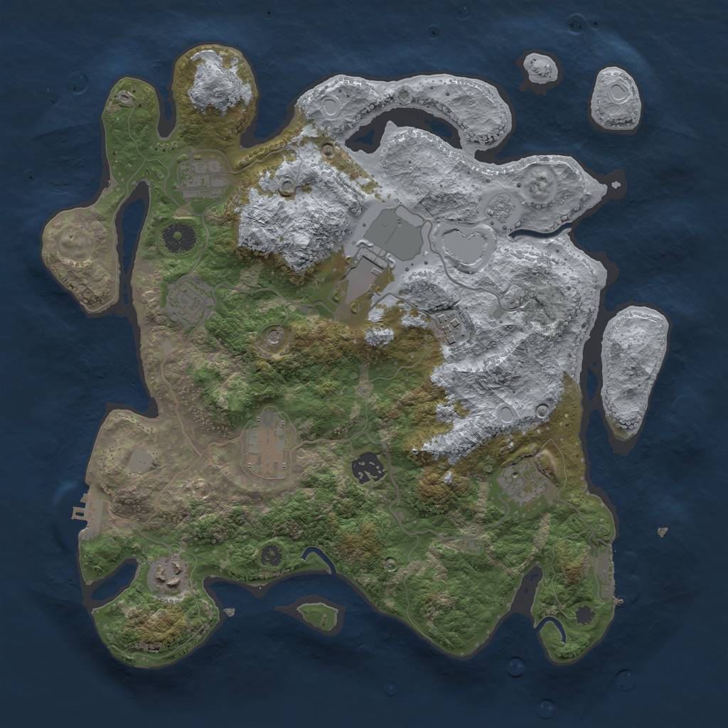 Rust Map: Procedural Map, Size: 3500, Seed: 1086514682, 15 Monuments