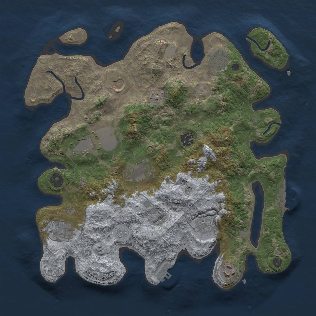 Rust Map: Procedural Map, Size: 3500, Seed: 1359487533, 16 Monuments