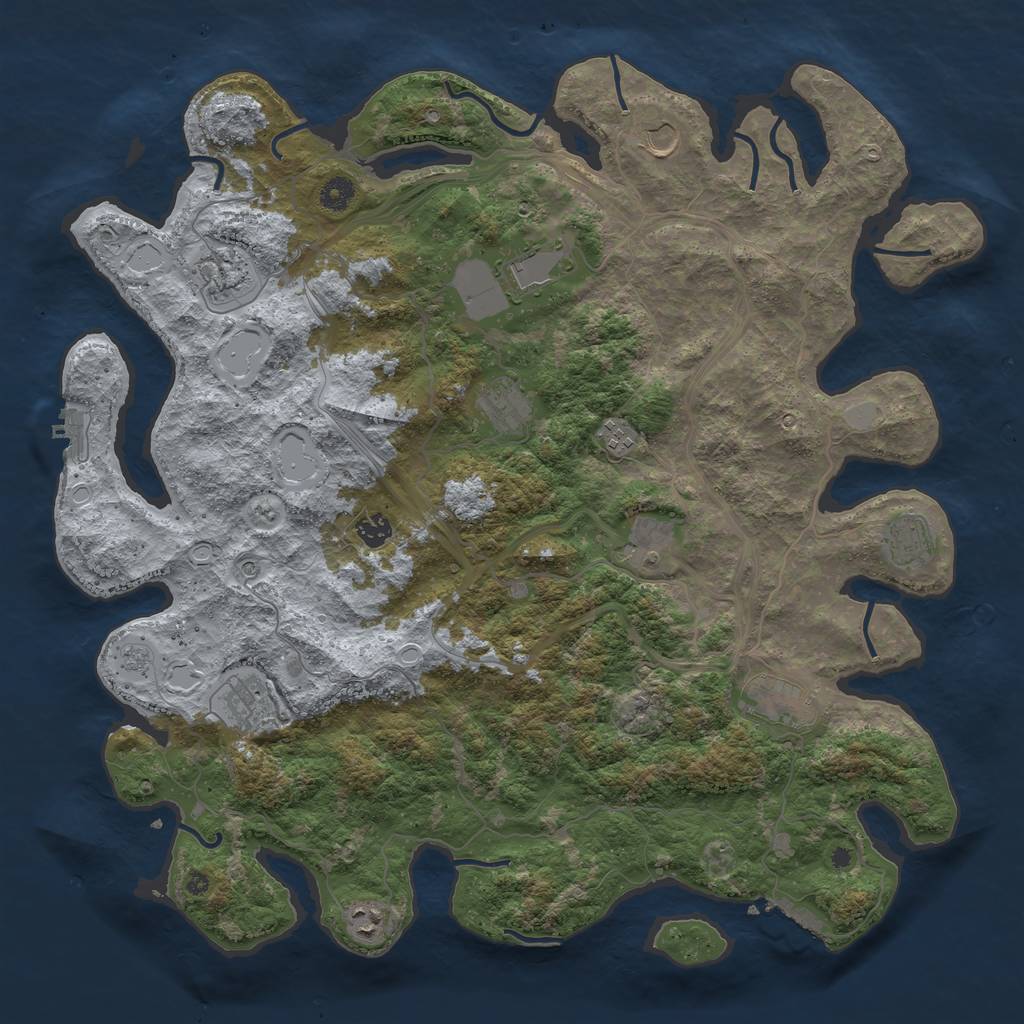 Rust Map: Procedural Map, Size: 4500, Seed: 1885354090, 18 Monuments