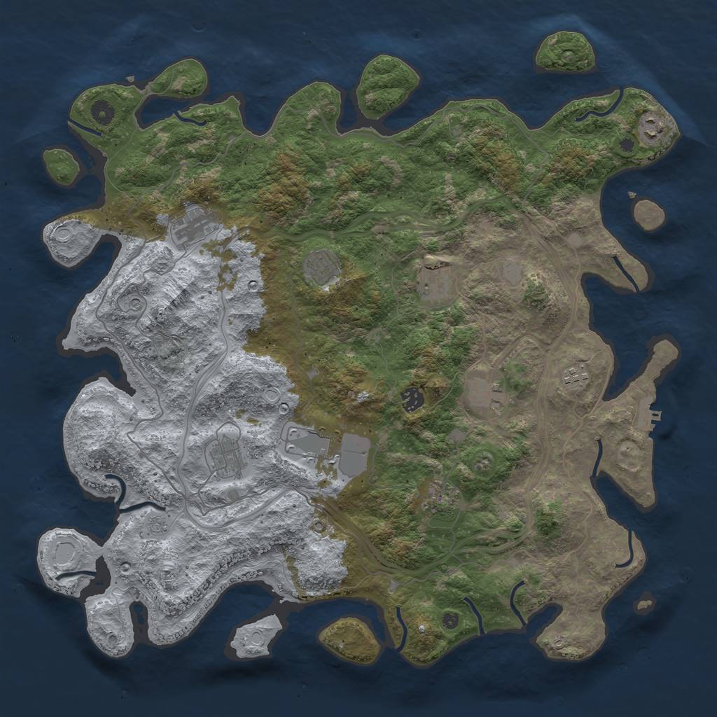 Rust Map: Procedural Map, Size: 4500, Seed: 701, 16 Monuments