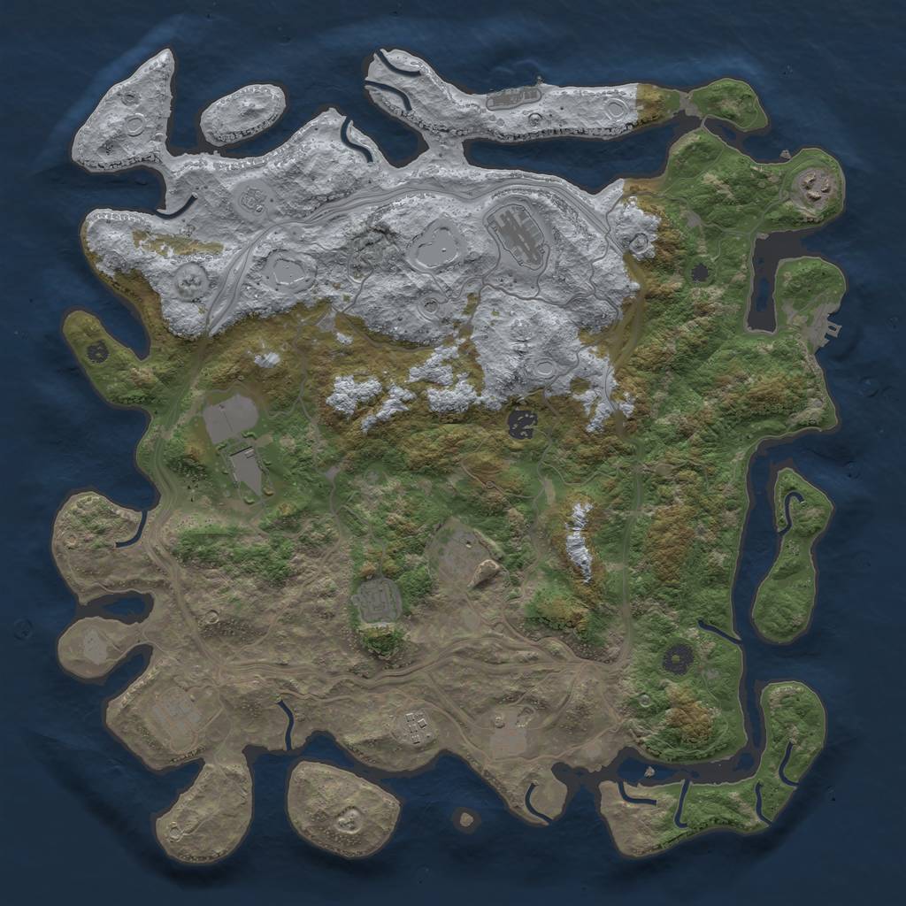 Rust Map: Procedural Map, Size: 4400, Seed: 13056302, 16 Monuments