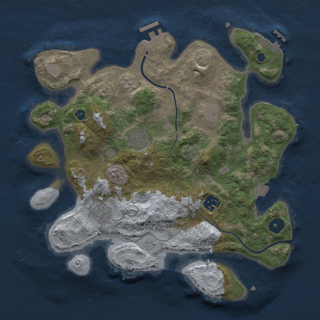 Rust Map: Procedural Map, Size: 3200, Seed: 3000, 11 Monuments