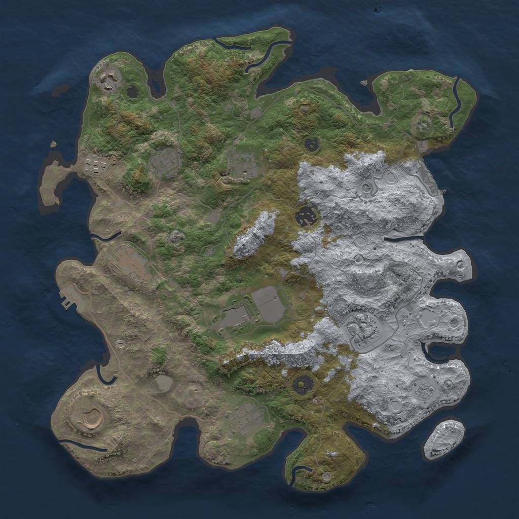 Rust Map: Procedural Map, Size: 3800, Seed: 68259283, 17 Monuments