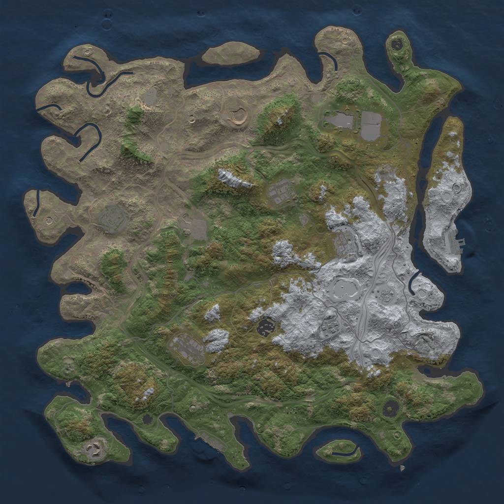 Rust Map: Procedural Map, Size: 4500, Seed: 323477654, 17 Monuments