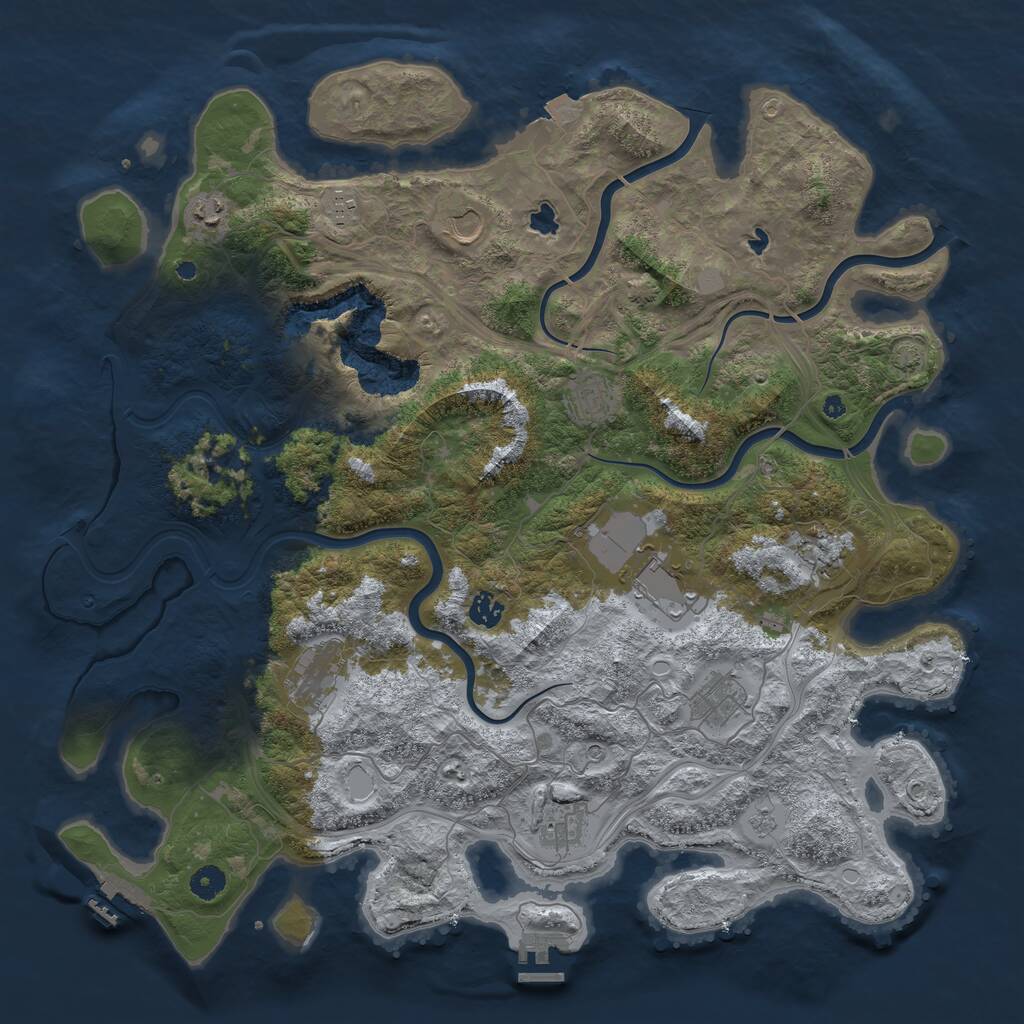Rust Map: Procedural Map, Size: 4500, Seed: 1325742772, 16 Monuments