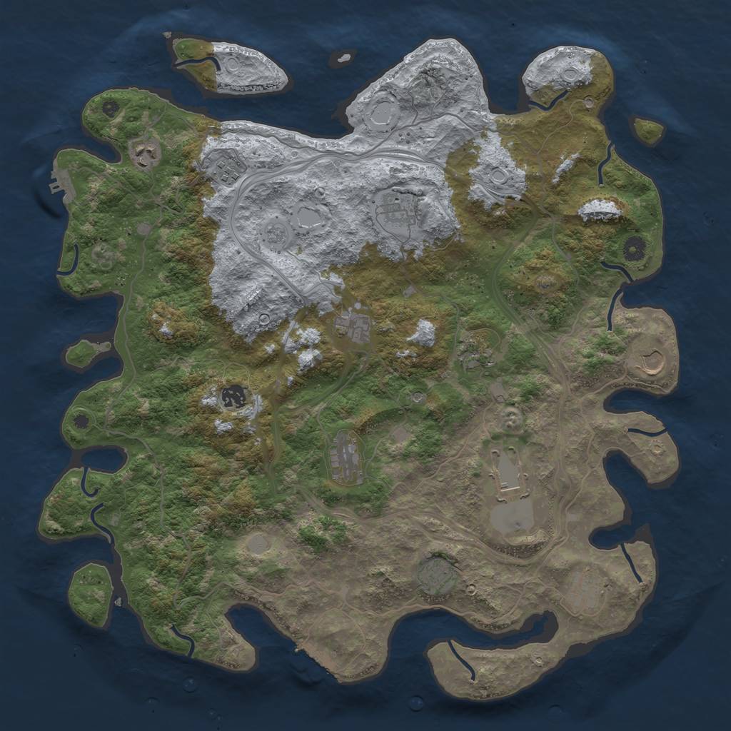 Rust Map: Procedural Map, Size: 4500, Seed: 3966, 18 Monuments