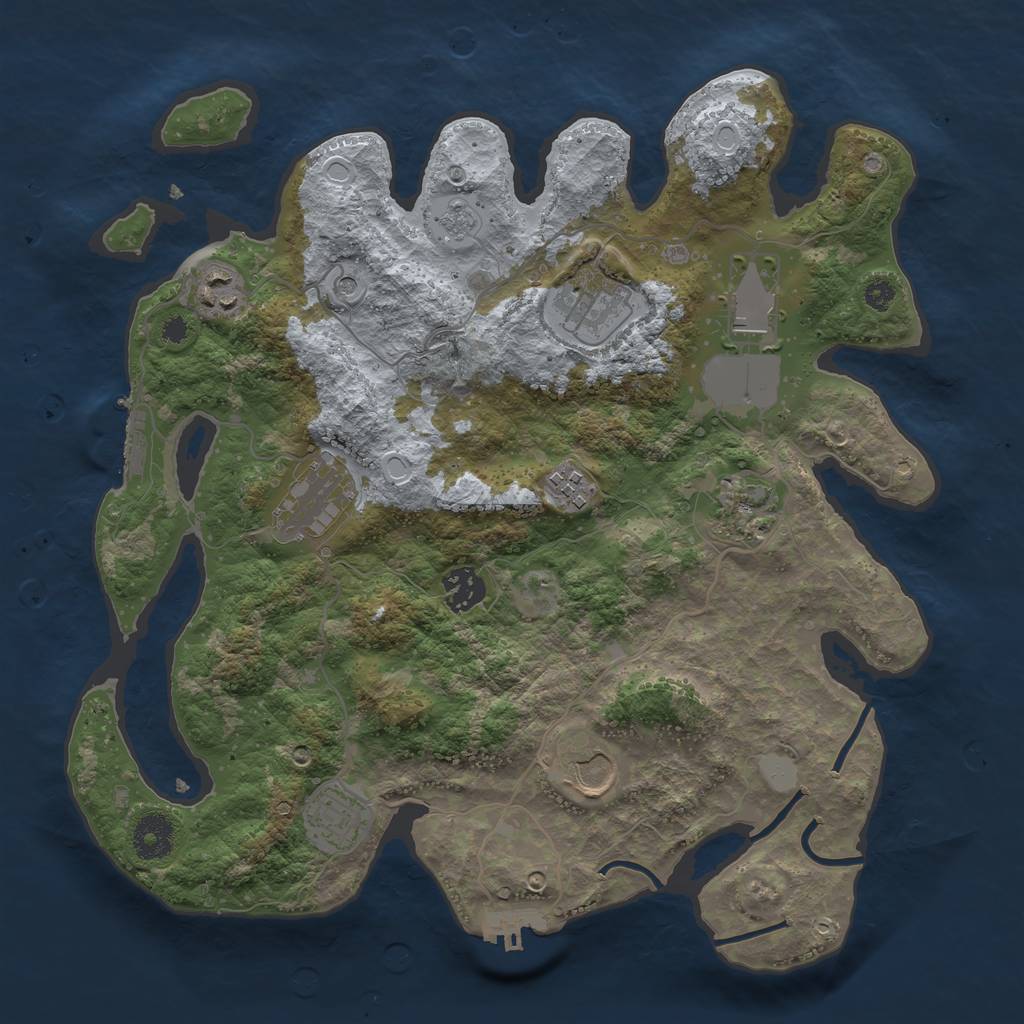 Rust Map: Procedural Map, Size: 3500, Seed: 682741148, 16 Monuments