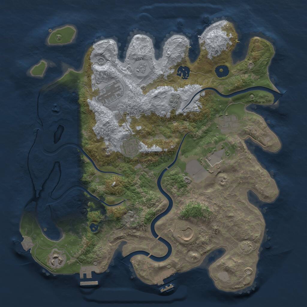 Rust Map: Procedural Map, Size: 3500, Seed: 682741148, 14 Monuments