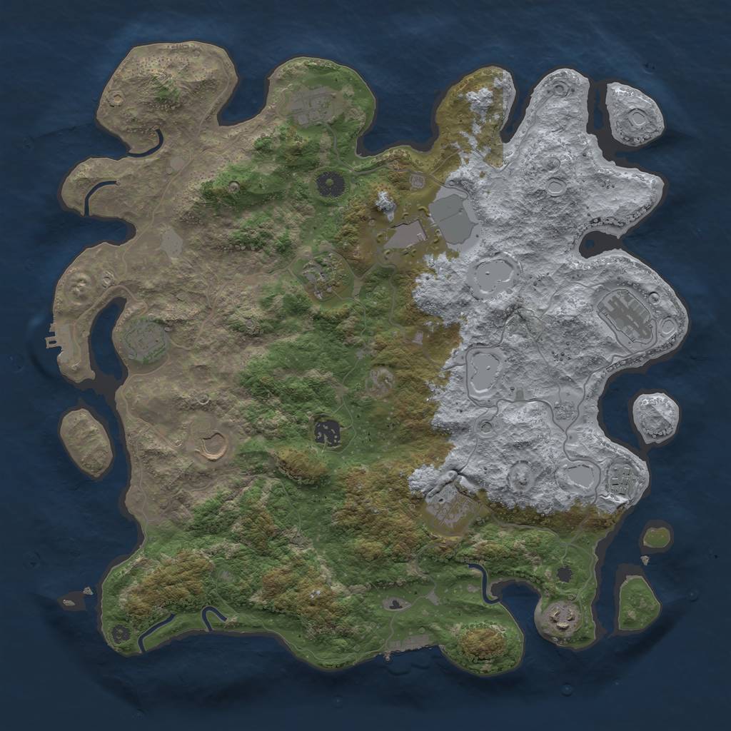 Rust Map: Procedural Map, Size: 3999, Seed: 2244602, 17 Monuments
