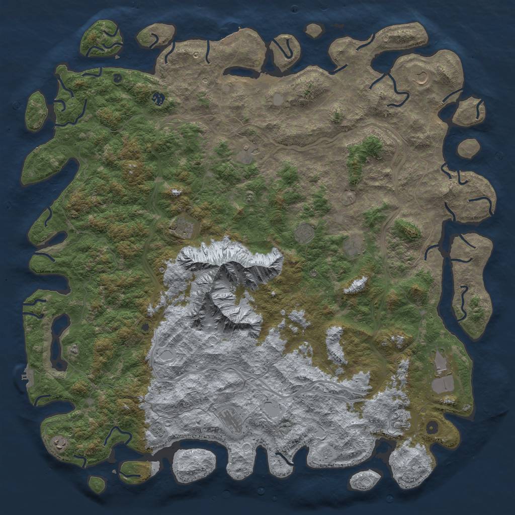 Rust Map: Procedural Map, Size: 6000, Seed: 1960099271, 18 Monuments