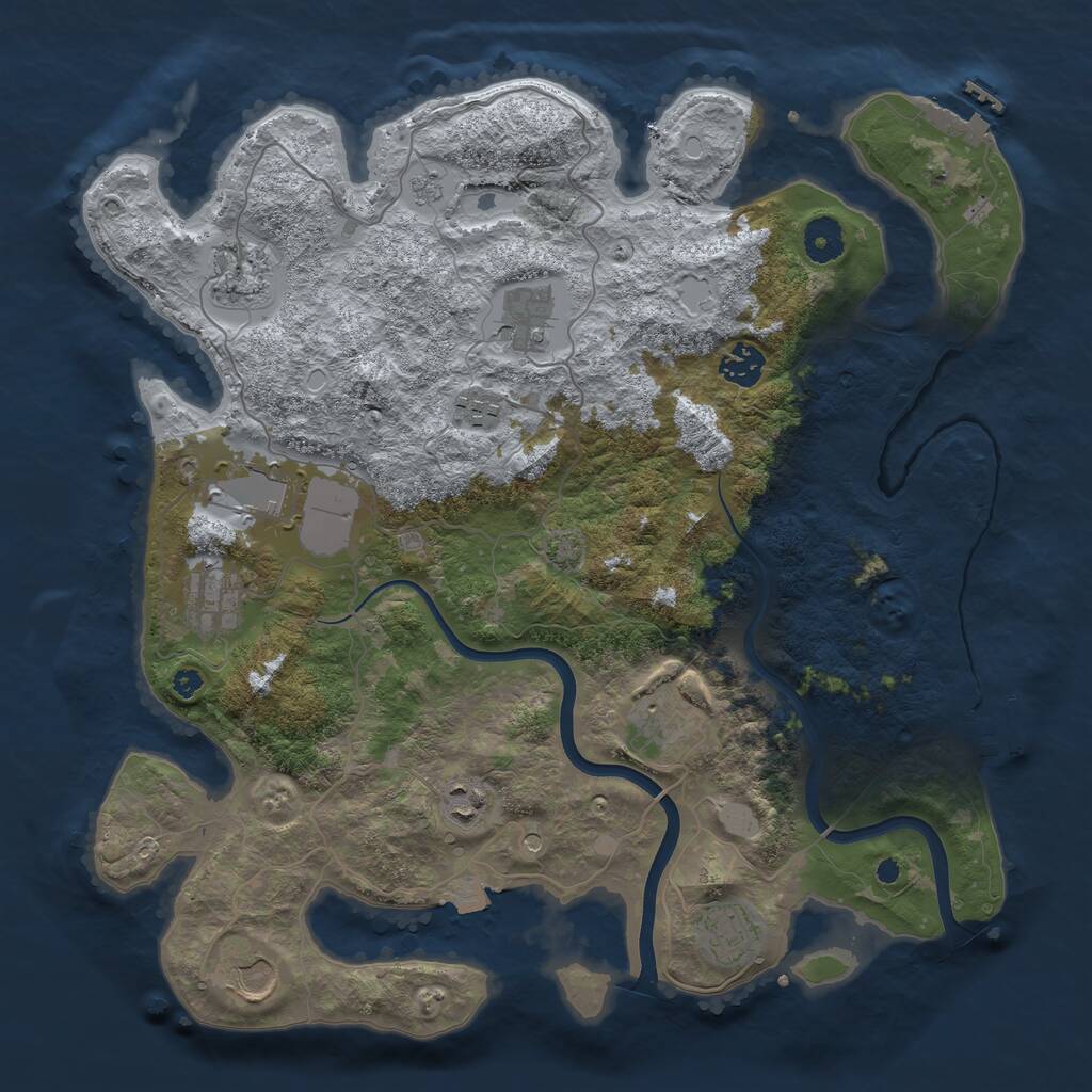 Rust Map: Procedural Map, Size: 3800, Seed: 727855409, 16 Monuments