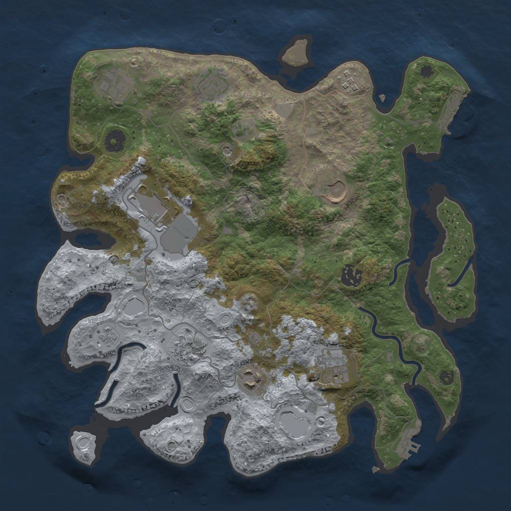 Rust Map: Procedural Map, Size: 3500, Seed: 27510137, 16 Monuments