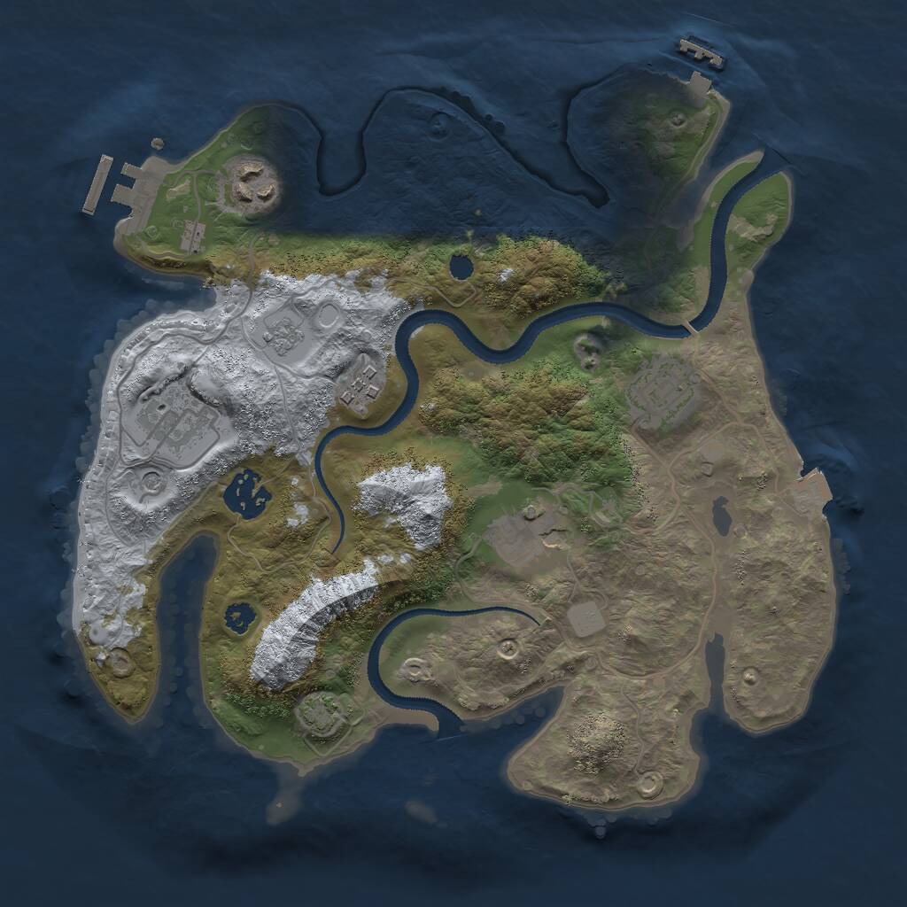 Rust Map: Procedural Map, Size: 3000, Seed: 447272258, 12 Monuments