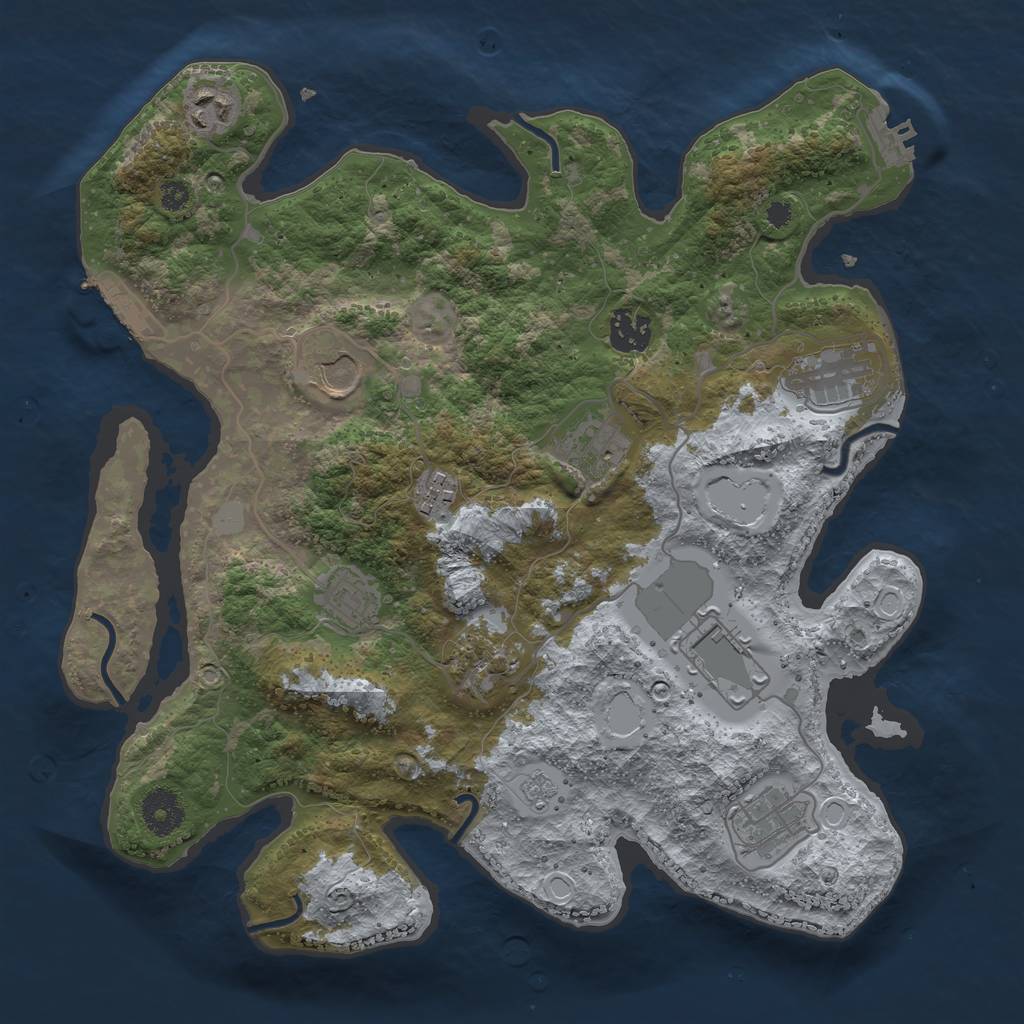 Rust Map: Procedural Map, Size: 3500, Seed: 307562116, 16 Monuments