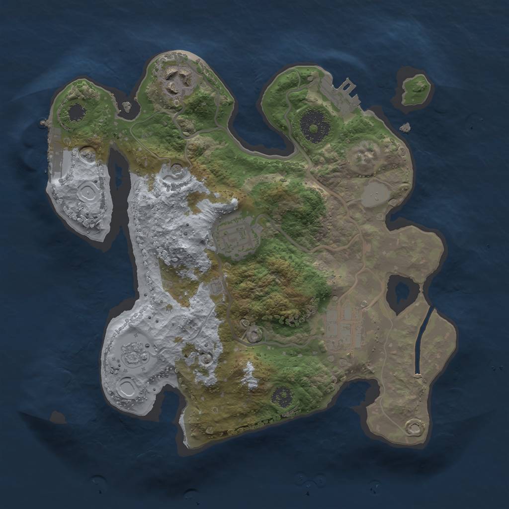 Rust Map: Procedural Map, Size: 2500, Seed: 5454, 10 Monuments