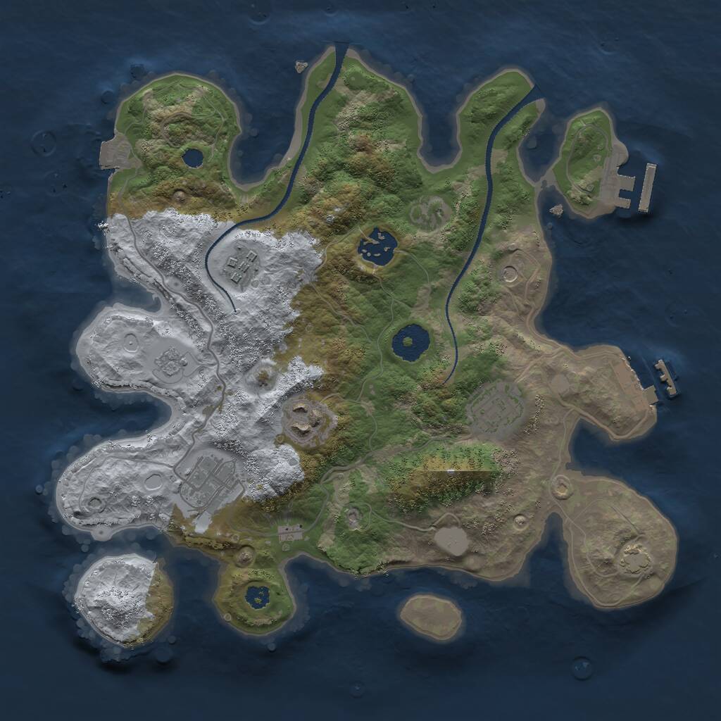 Rust Map: Procedural Map, Size: 3000, Seed: 55481, 11 Monuments
