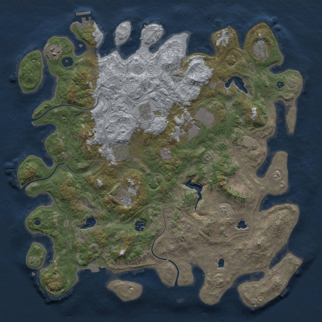 Rust Map: Procedural Map, Size: 4500, Seed: 1438439258, 13 Monuments