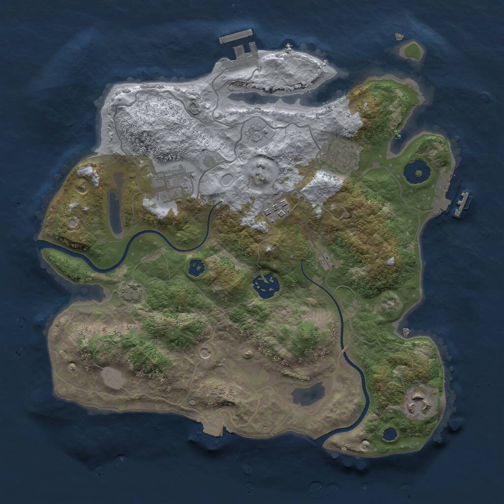 Rust Map: Procedural Map, Size: 3000, Seed: 491522531, 11 Monuments