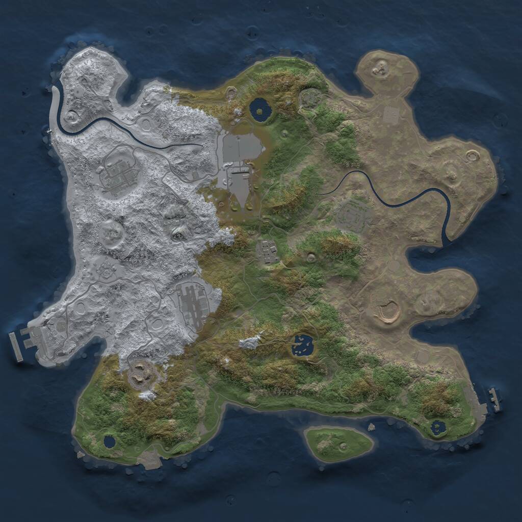 Rust Map: Procedural Map, Size: 3500, Seed: 1525215846, 13 Monuments