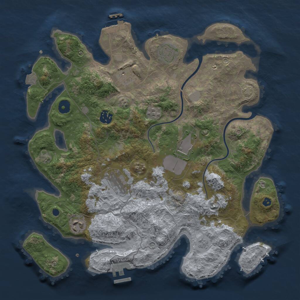 Rust Map: Procedural Map, Size: 3500, Seed: 48385019, 13 Monuments