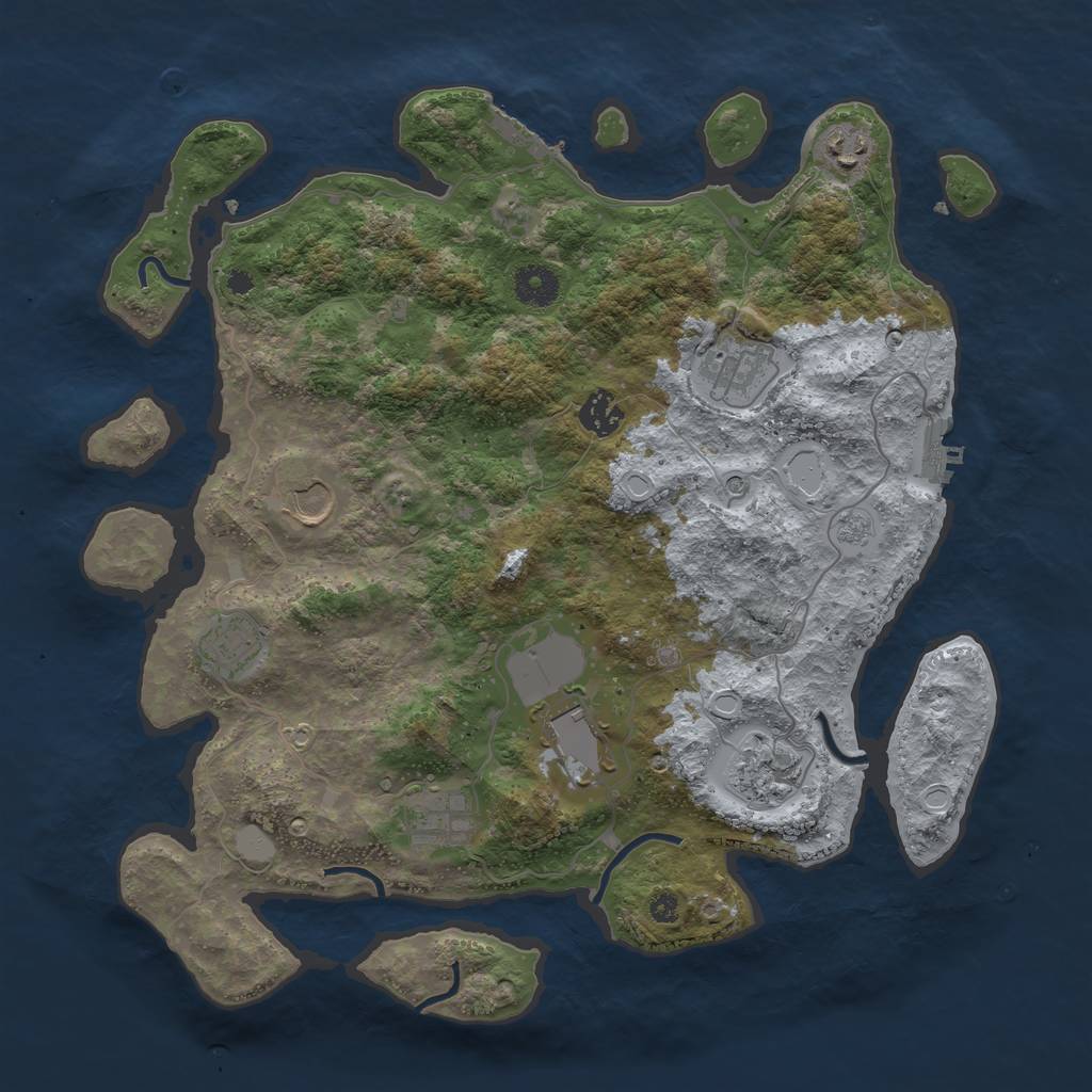 Rust Map: Procedural Map, Size: 3750, Seed: 951719028, 15 Monuments