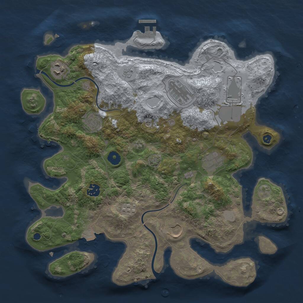 Rust Map: Procedural Map, Size: 3500, Seed: 48610473, 13 Monuments