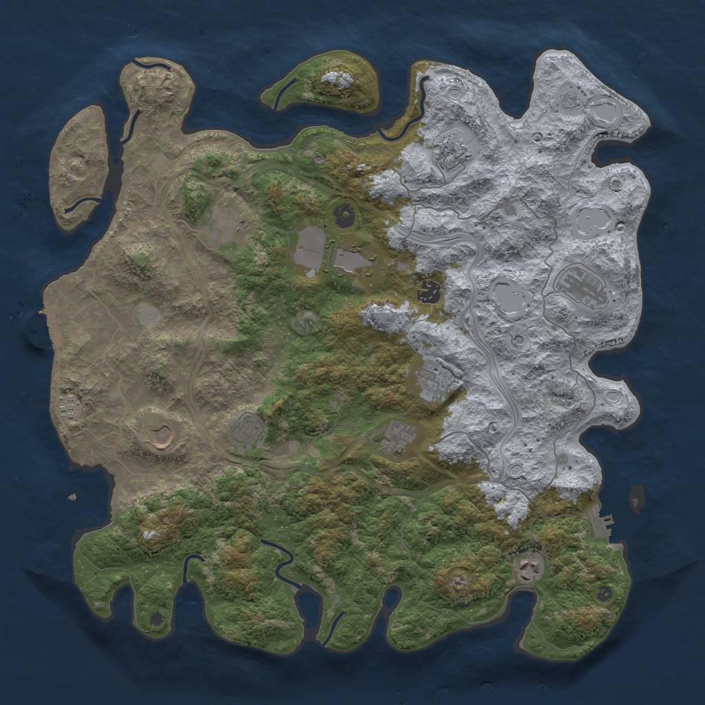 Rust Map: Procedural Map, Size: 4500, Seed: 1181090507, 18 Monuments