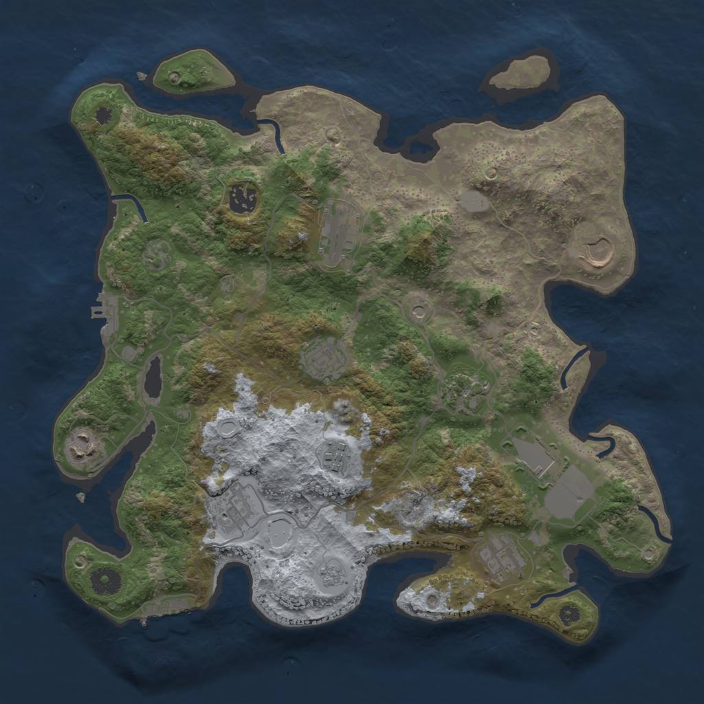 Rust Map: Procedural Map, Size: 3600, Seed: 45792029, 17 Monuments