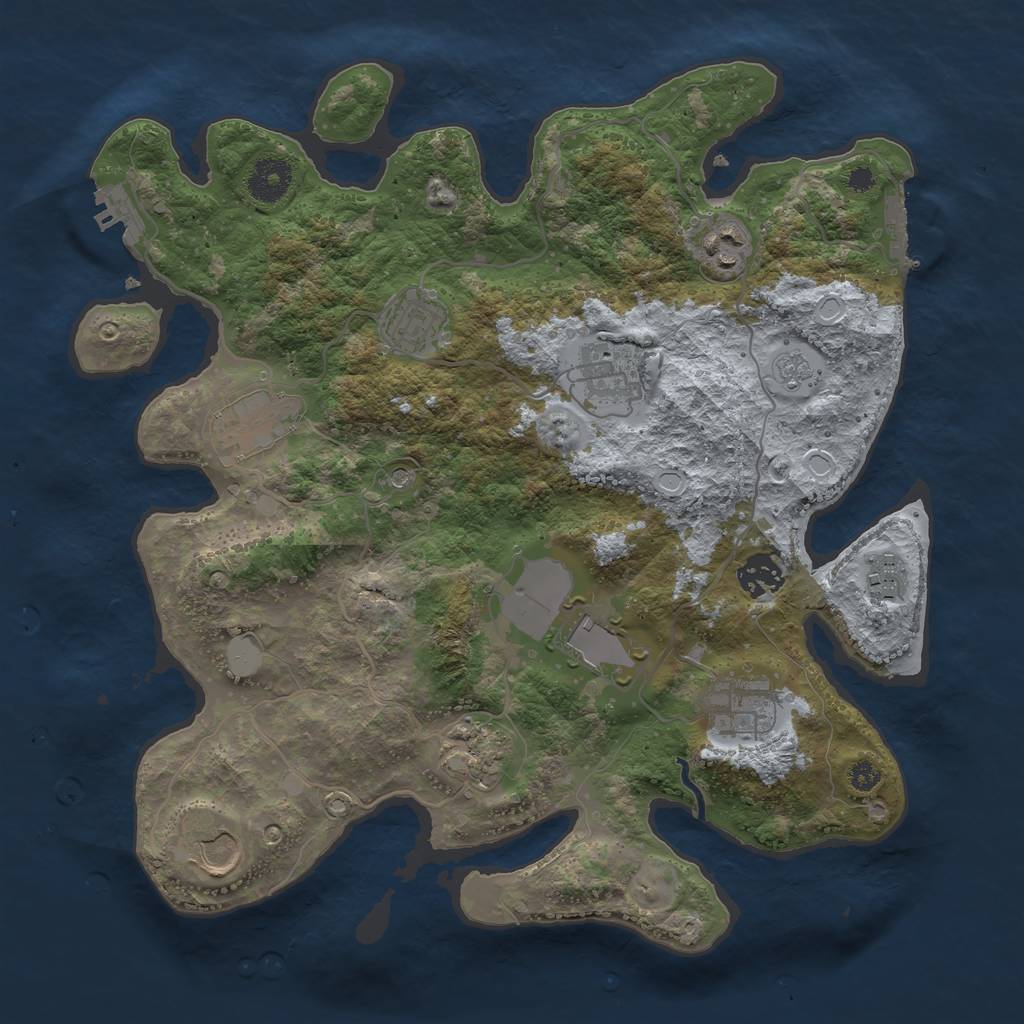 Rust Map: Procedural Map, Size: 3500, Seed: 54969, 17 Monuments