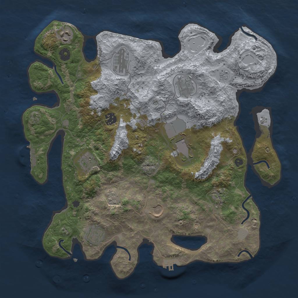 Rust Map: Procedural Map, Size: 3700, Seed: 95707821, 17 Monuments