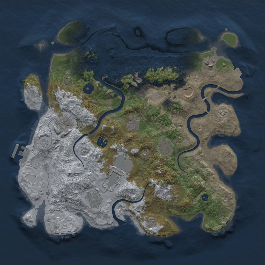 Rust Map: Procedural Map, Size: 3711, Seed: 1837007252, 15 Monuments