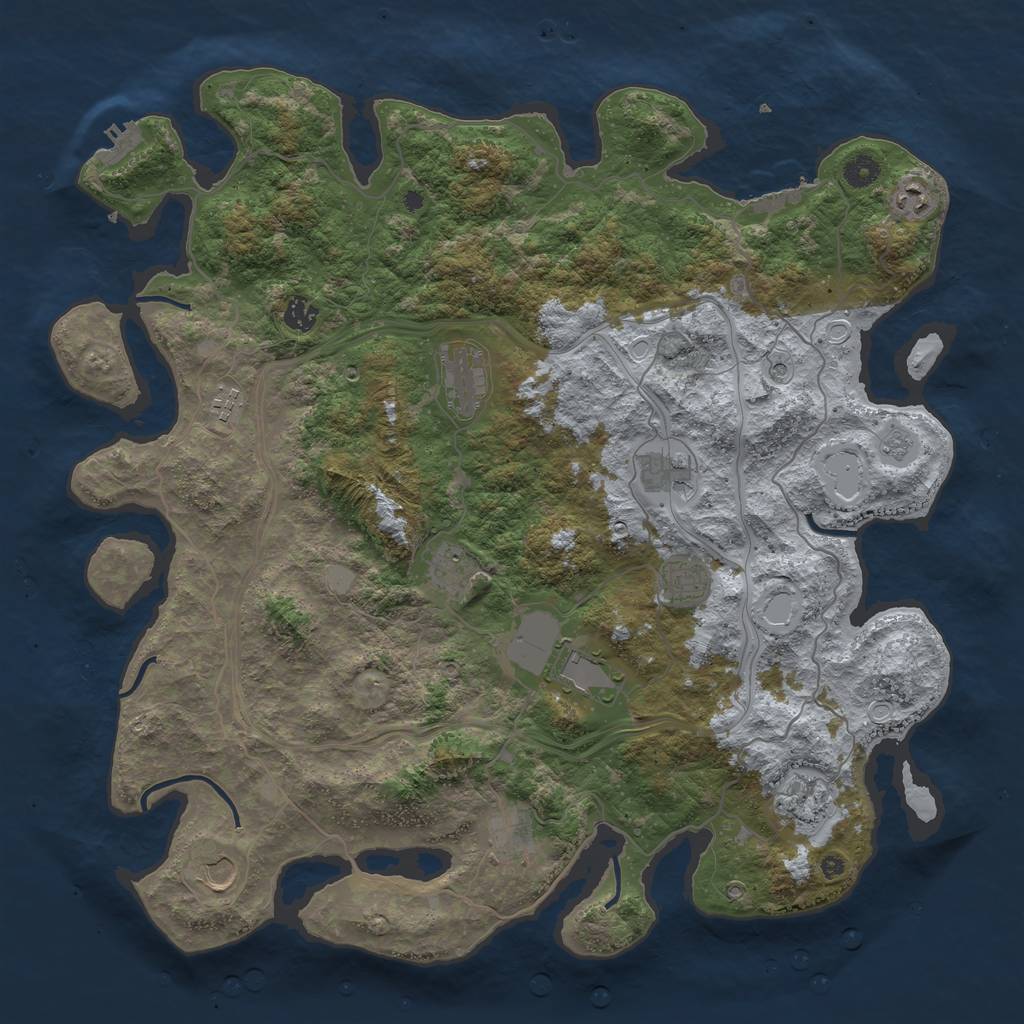 Rust Map: Procedural Map, Size: 4500, Seed: 805033528, 18 Monuments