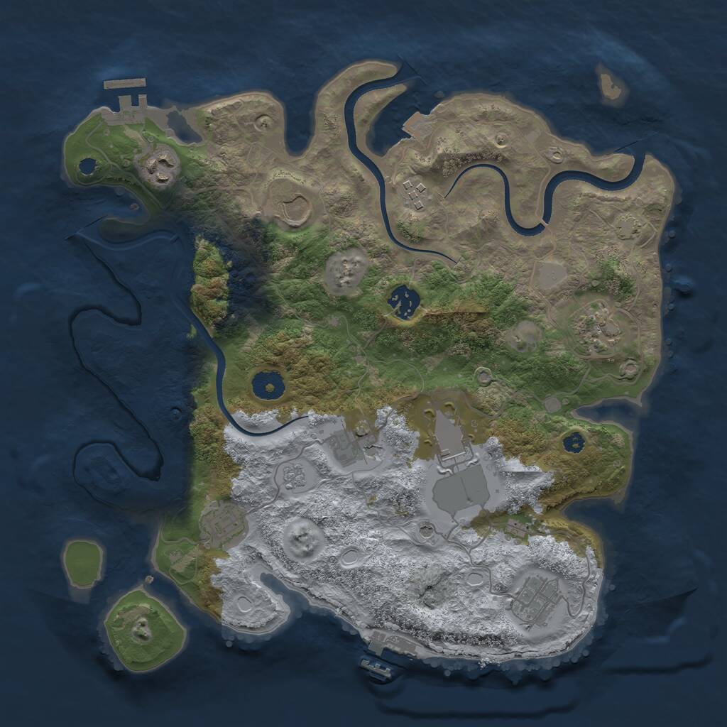 Rust Map: Procedural Map, Size: 3500, Seed: 857234, 15 Monuments