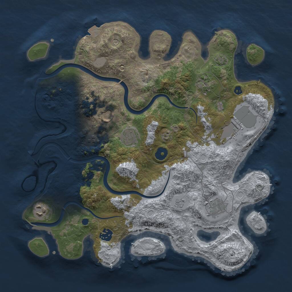 Rust Map: Procedural Map, Size: 3500, Seed: 2112883593, 12 Monuments