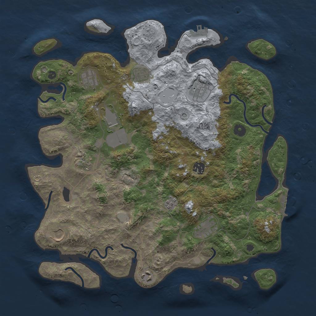 Rust Map: Procedural Map, Size: 3900, Seed: 1485484418, 17 Monuments