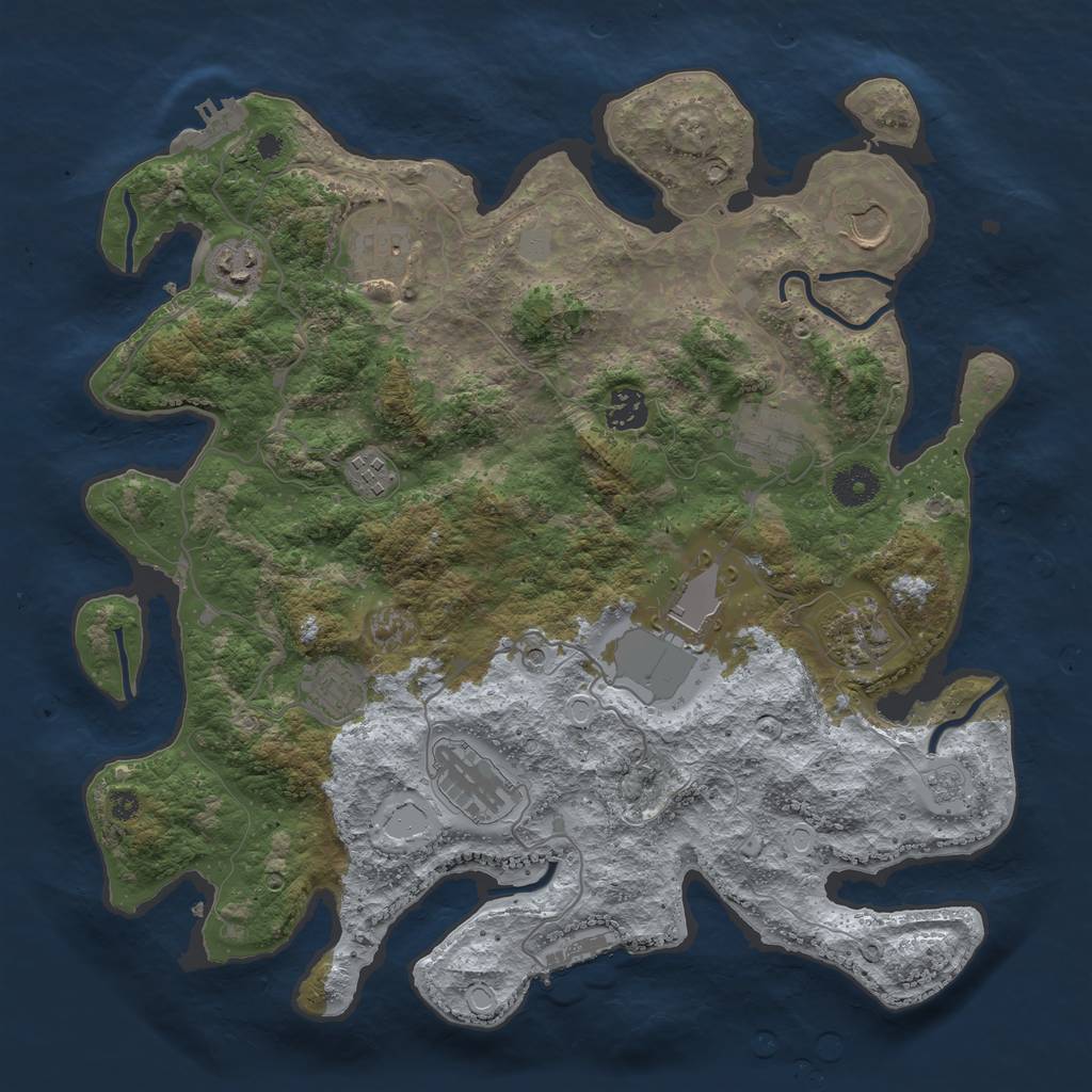 Rust Map: Procedural Map, Size: 3750, Seed: 74706376, 17 Monuments