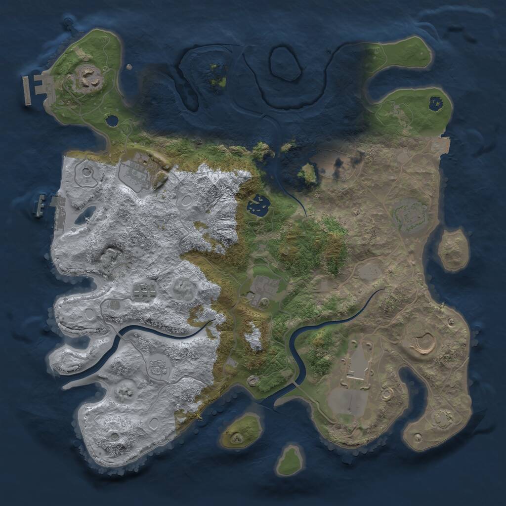 Rust Map: Procedural Map, Size: 3500, Seed: 1263875327, 15 Monuments