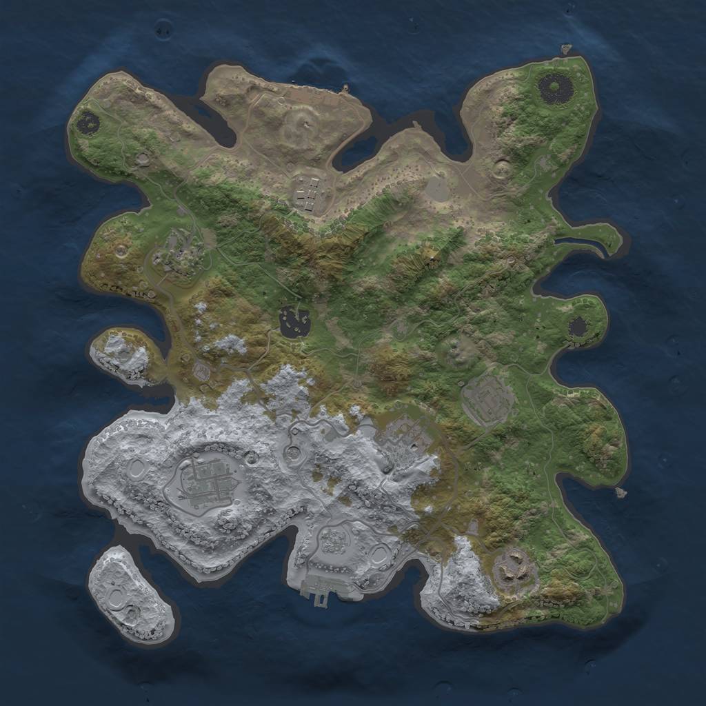 Rust Map: Procedural Map, Size: 3200, Seed: 575737317, 14 Monuments
