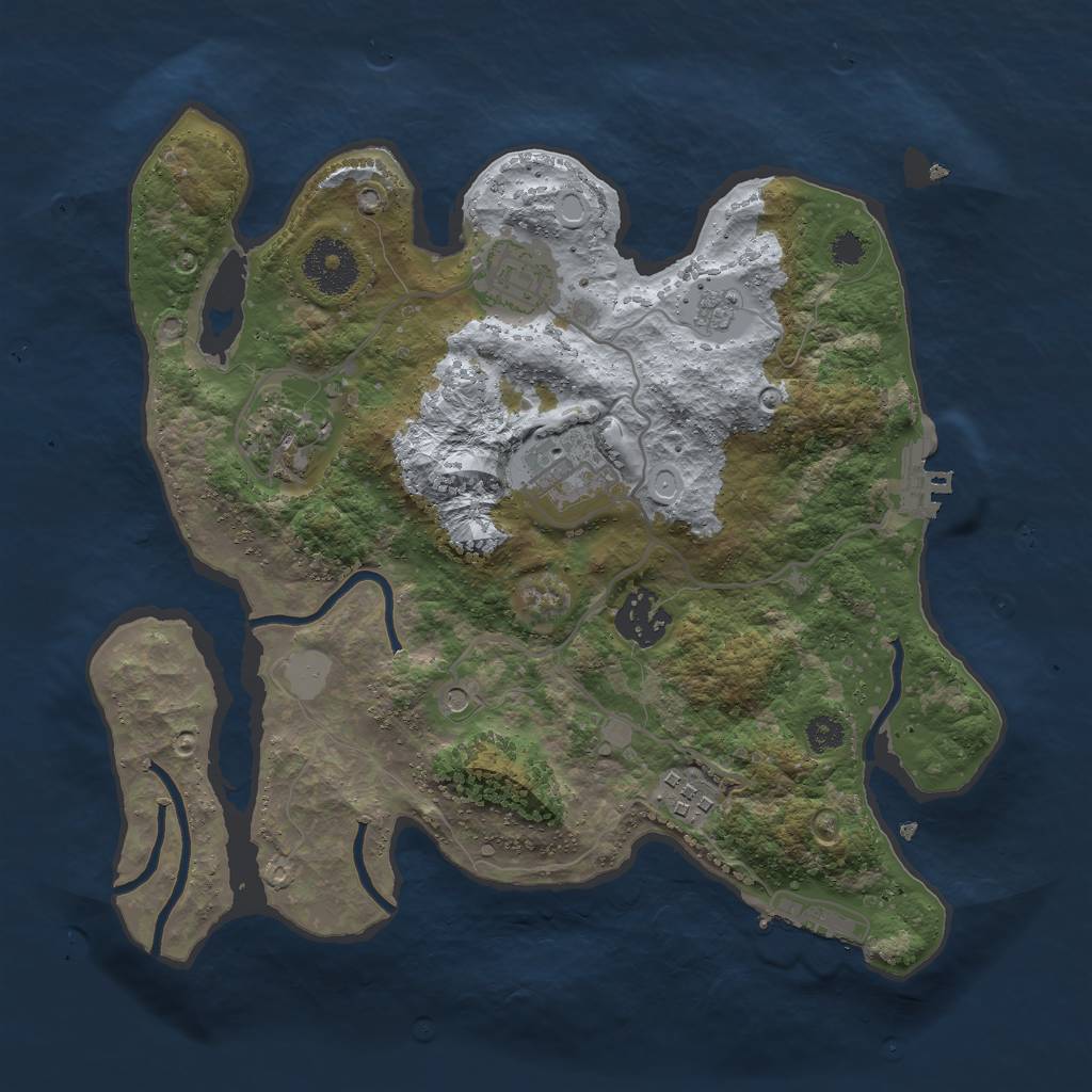 Rust Map: Procedural Map, Size: 3000, Seed: 1291644538, 12 Monuments