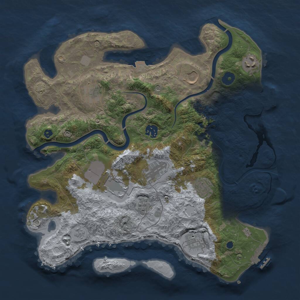 Rust Map: Procedural Map, Size: 3500, Seed: 416507129, 15 Monuments