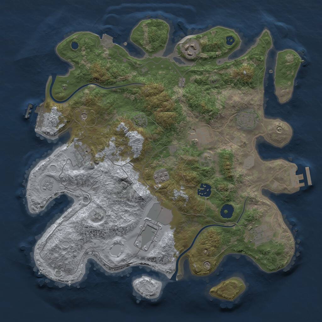 Rust Map: Procedural Map, Size: 3500, Seed: 7365681, 14 Monuments