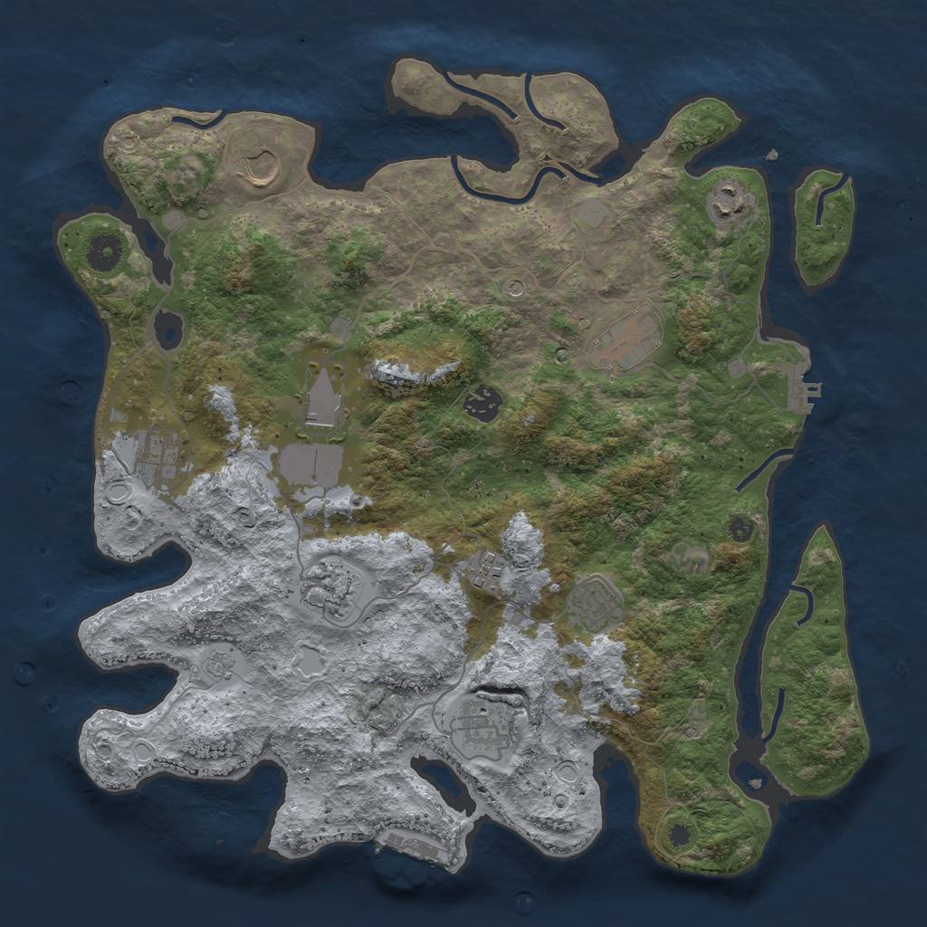 Rust Map: Procedural Map, Size: 3850, Seed: 8127331, 17 Monuments
