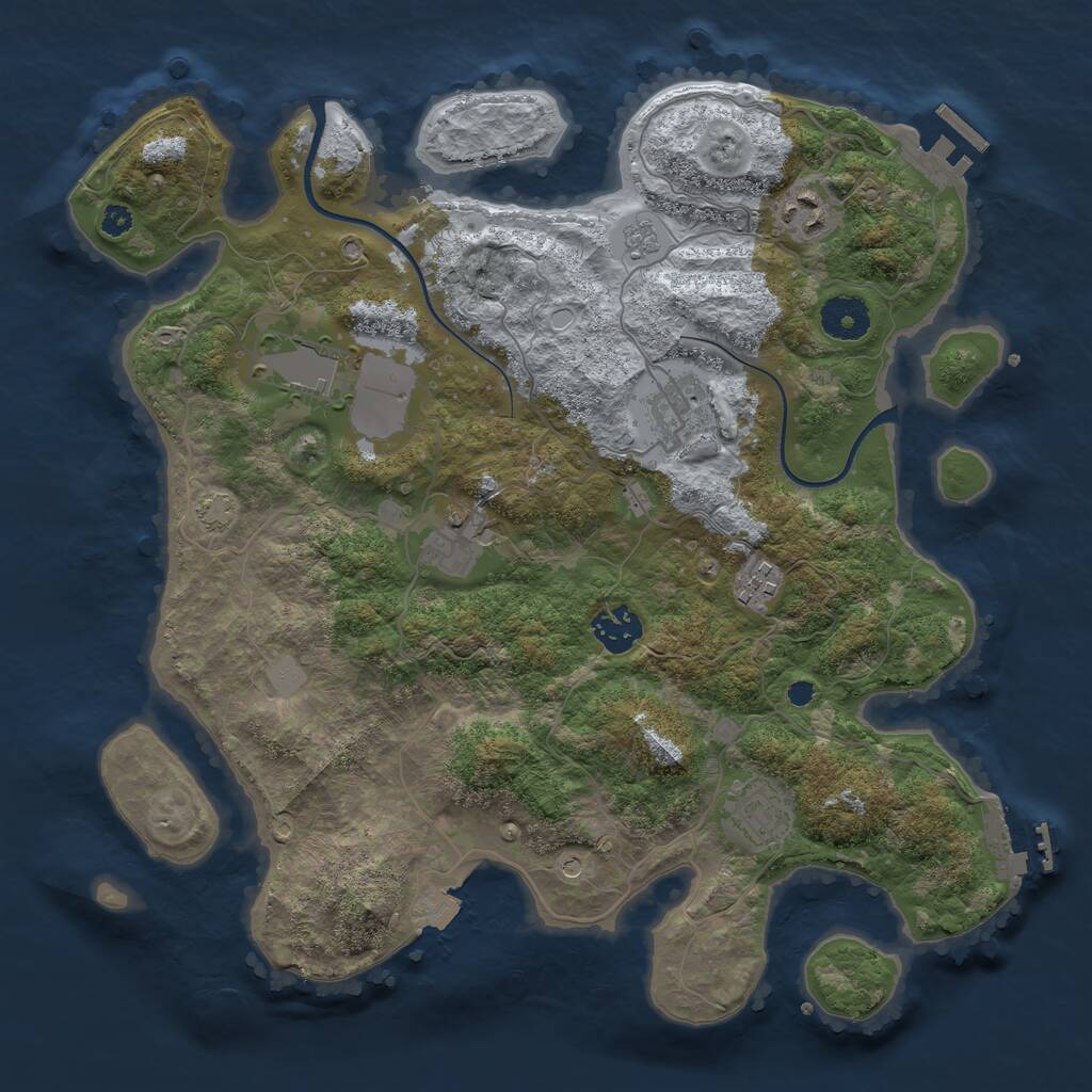 Rust Map: Procedural Map, Size: 3500, Seed: 27207, 13 Monuments