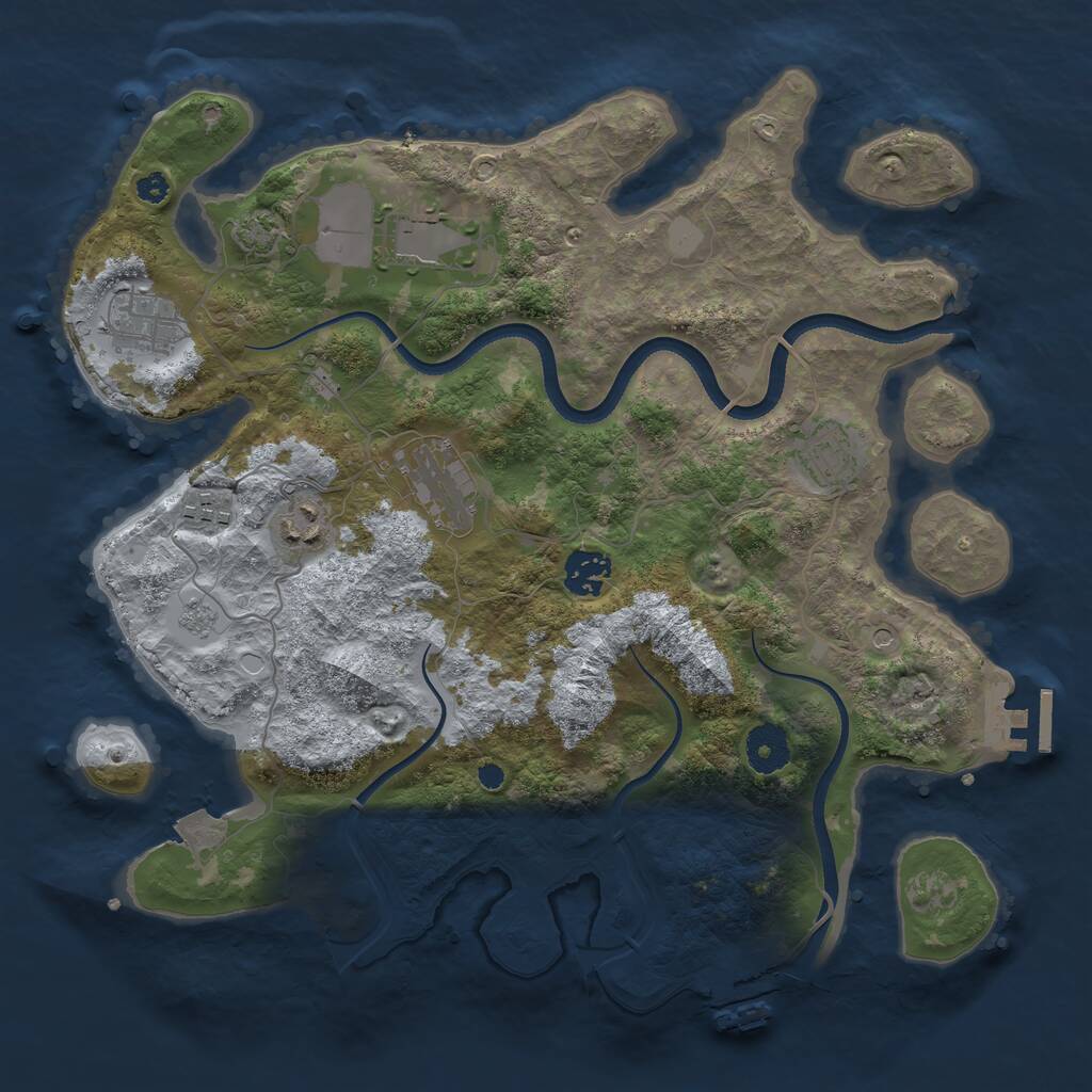 Rust Map: Procedural Map, Size: 3500, Seed: 92369932, 13 Monuments