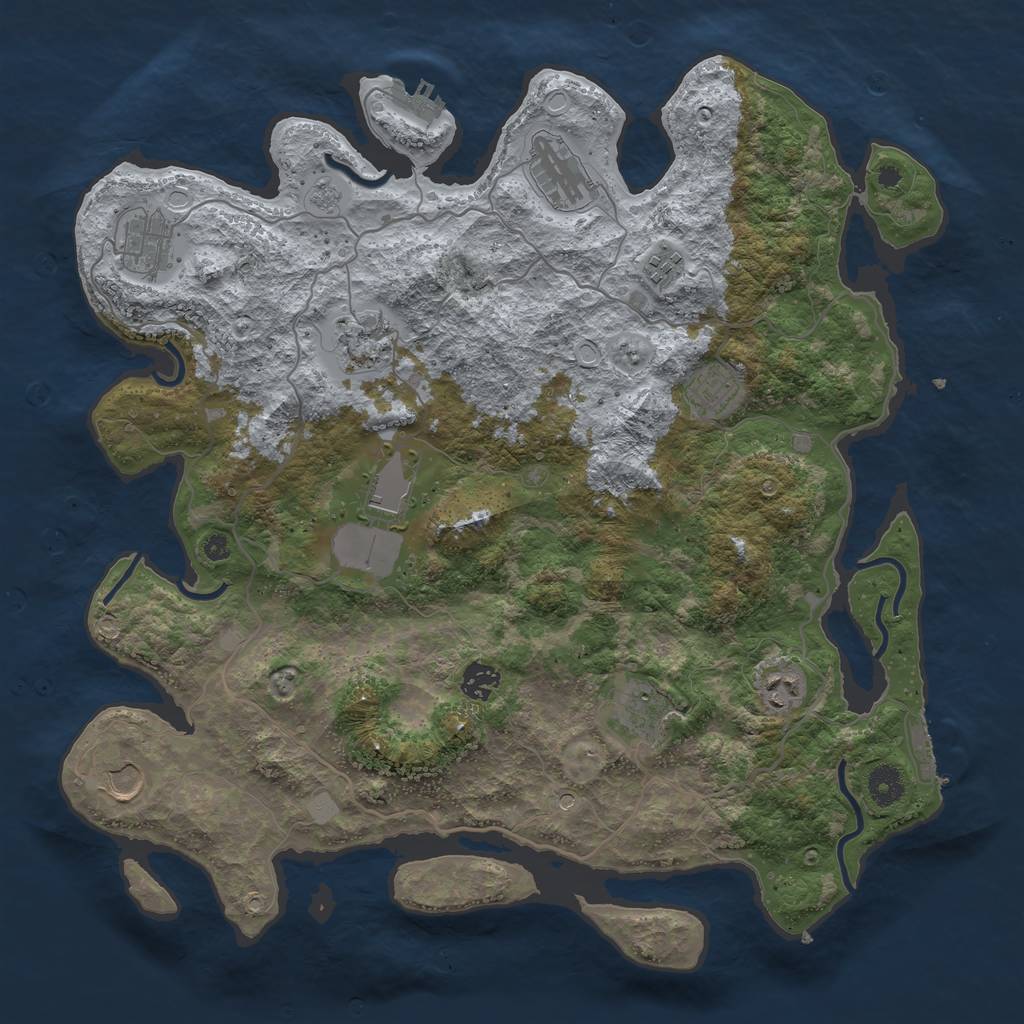 Rust Map: Procedural Map, Size: 4050, Seed: 1740660487, 17 Monuments