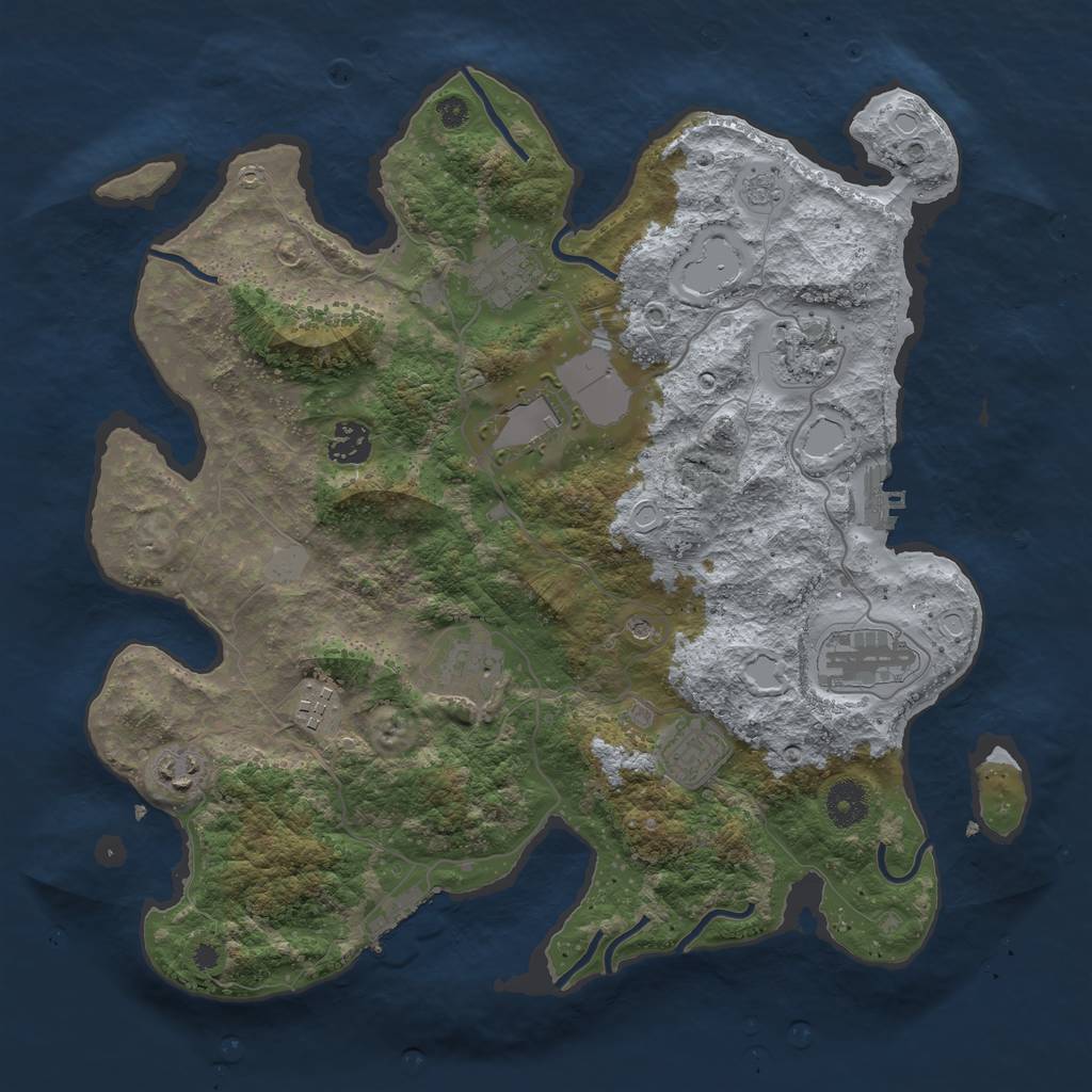 Rust Map: Procedural Map, Size: 3700, Seed: 737468000, 16 Monuments