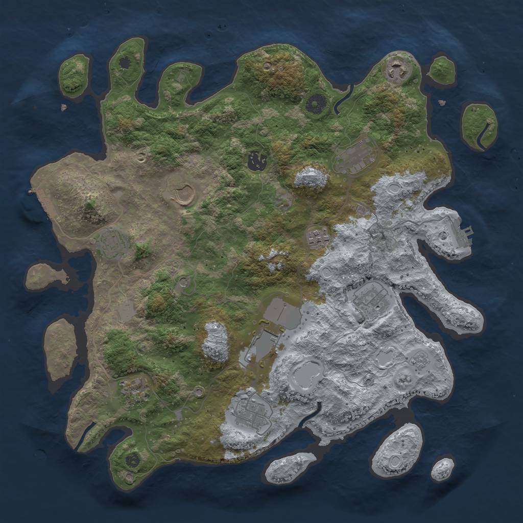 Rust Map: Procedural Map, Size: 3850, Seed: 3781958, 17 Monuments